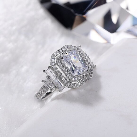 🌸Radiant Shiny Cubic Zircon Wonderful Wedding Rings for Women/Girls, L068 - Picture 2 of 6